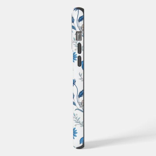 Chinoiserie Blue Echinacea Pattern iPhoneケース (左側面)