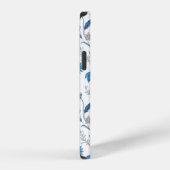 Chinoiserie Blue Echinacea Pattern iPhoneケース (右側面)