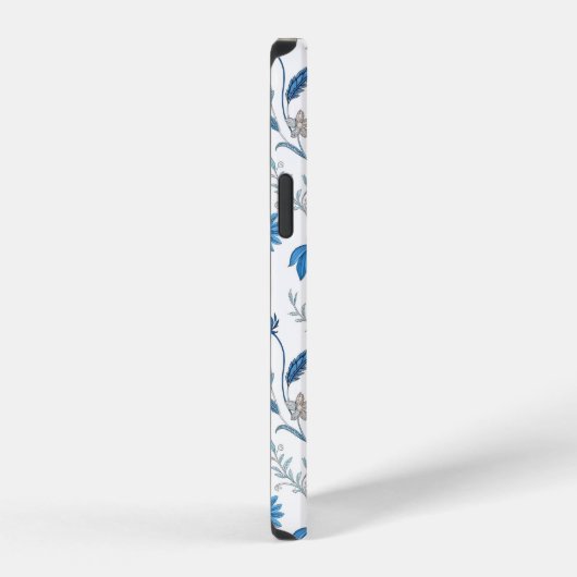 Chinoiserie Blue Echinacea Pattern iPhoneケース (右側面)