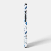 Chinoiserie Blue Echinacea Pattern iPhoneケース (左側面)