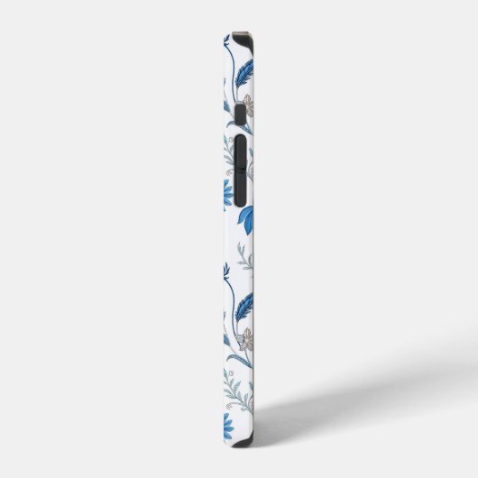 Chinoiserie Blue Echinacea Pattern iPhoneケース (左側面)