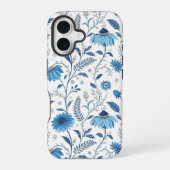 Chinoiserie Blue Echinacea Pattern iPhone 16ケース (裏面)