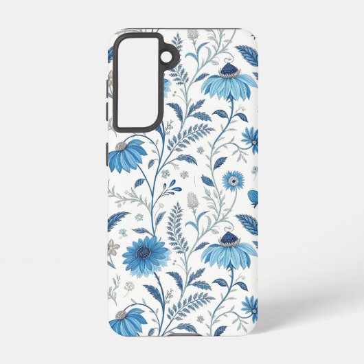Chinoiserie Blue Echinacea Pattern Samsung Galaxyケース (裏面)