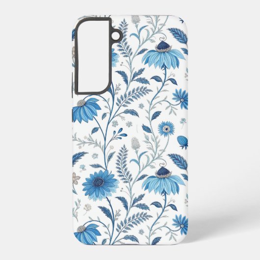 Chinoiserie Blue Echinacea Pattern Samsung Galaxyケース (裏面)