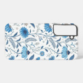 Chinoiserie Blue Echinacea Pattern Samsung Galaxyケース (裏面横)