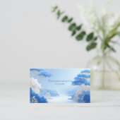 Chinoiserie Blue Floral and Gold Pine Tree Frame 名刺 (スタンド正面)