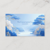 Chinoiserie Blue Floral and Gold Pine Tree Frame 名刺 (正面)