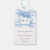 Chinoiserie Blue Floral Classic Wedding Monogram ギフトタグ (正面)