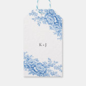 Chinoiserie Blue Floral Classic Wedding Monogram ギフトタグ (裏面)
