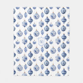 Chinoiserie Blue Ornament Christmas  フリースブランケット (正面)