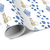 Chinoiserie Blue & White Cheetahギフトラップ ラッピングペーパー (ロールコーナー)