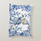 Chinoiserie Blue White Floral Christmas Elf アクセントクッション (裏面(縦))