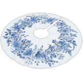 Chinoiserie Blue White Floral Nutcracker Soldiers ブラッシュドポリエステルツリースカート (アングル)