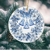 Chinoiserie Blue White Holly Leaf Personalized ペーパーコースター