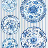 Chinoiserie Blue White Plates All Occasion ラッピングペーパー