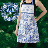 Chinoiserie Blue White Snowflakes Personalized エプロン