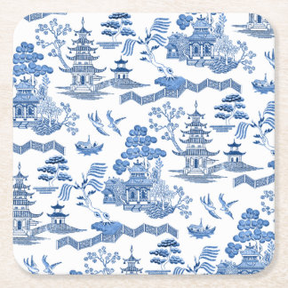 Chinoiserie Blue Willow pattern スクエアペーパーコースター