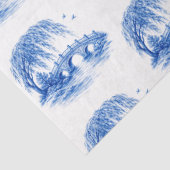 Chinoiserie Blue Willow Water Bridge 薄葉紙 (詳細)