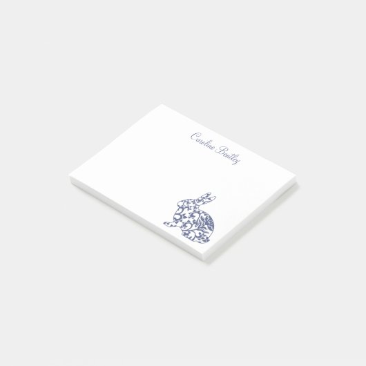 Chinoiserie Bunny Rabbitメモ帳 ポストイット (アングル)