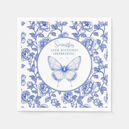 Chinoiserie Butterfly Birthday Plate スタンダードカクテルナプキン
