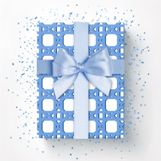 Chinoiserie Cane Trellis in Blue ラッピングペーパー