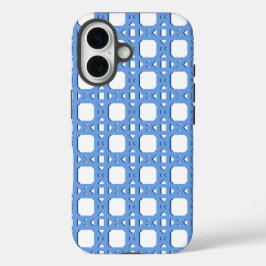 Chinoiserie Cane Trellis in Blue Porcelain iPhone 16ケース