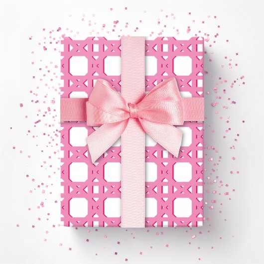 Chinoiserie Cane Trellis in Pink ラッピングペーパー