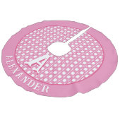 Chinoiserie Cane Trellis in Pink Personalized フェイクリネンツリースカート (アングル)