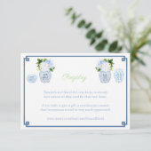 Chinoiserie Chic Navy & Greenの登結婚録 エンクロージャーカード (スタンド正面)