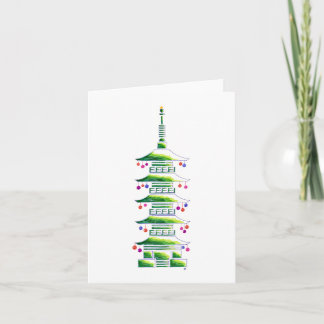 Chinoiserie Christmas Pagoda: Blank Note Card カード