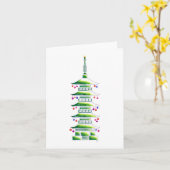 Chinoiserie Christmas Pagoda: Blank Note Card カード (黄色い花)