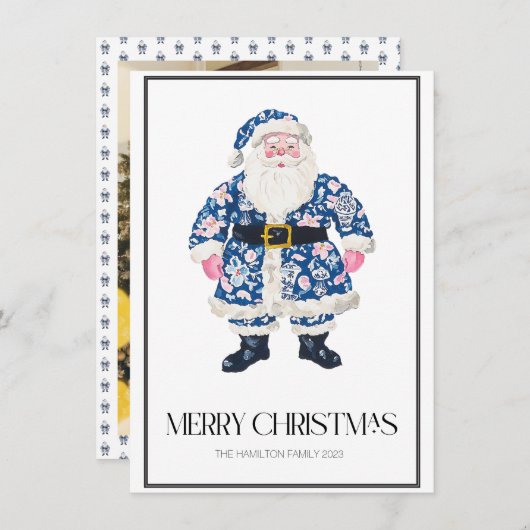 Chinoiserie Christmas Santaの名門私立校風の写真 シーズンカード (正面/裏面)
