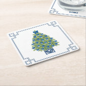 Chinoiserie Christmas Tree スクエアペーパーコースター (アングル)