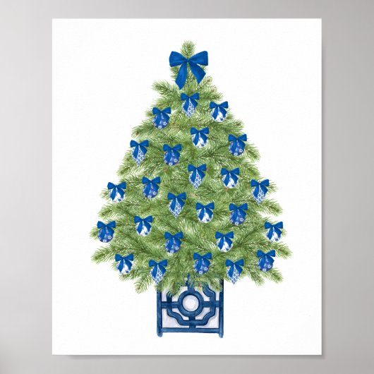 Chinoiserie Christmas Tree Art Print ポスター (正面)