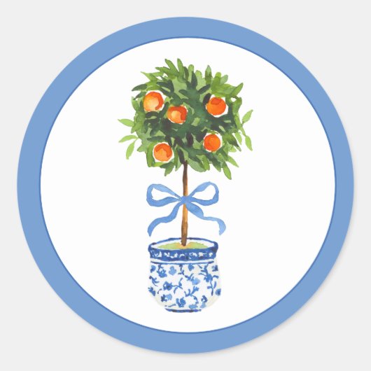 Chinoiserie Citrus Topiary ラウンドシール (正面)