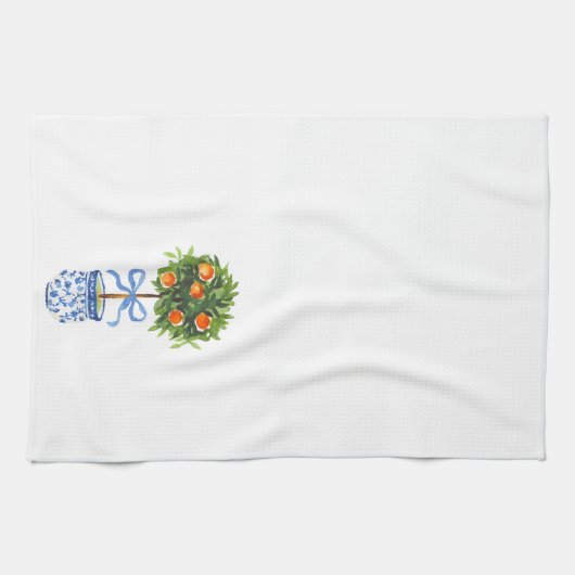 Chinoiserie Citrus Topiary Tree Kitchen Towel キッチンタオル (横)
