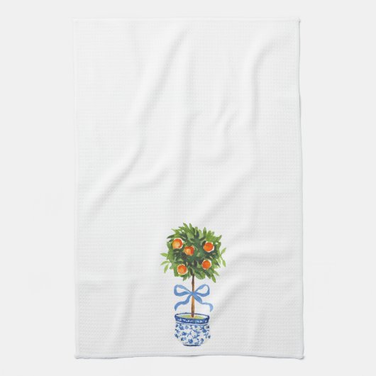 Chinoiserie Citrus Topiary Tree Kitchen Towel キッチンタオル (縦)