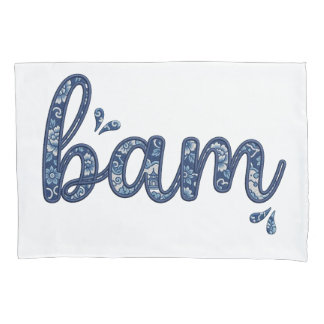 Chinoiserie Classic Bam Mahjong Tile Design Blue 枕カバー