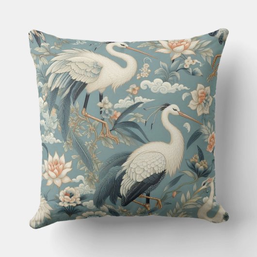 Chinoiserie Crane Blue and White クッション (裏面)