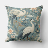 Chinoiserie Crane Blue and White クッション (正面)