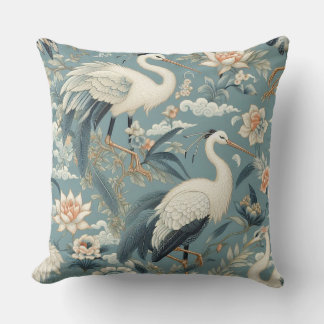 Chinoiserie Crane Blue and White クッション