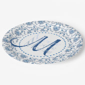 Chinoiserie Delftブルーパターン・カスタム ペーパープレート (アングル)
