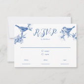Chinoiserie Delft Blue Birds春RSVPカード 出欠カード (正面)