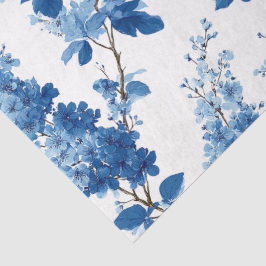 Chinoiserie Delicate Blue Florals Decoupage 薄葉紙 (詳細)