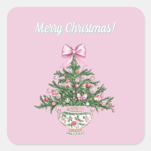 Chinoiserie Design Christmas Sticker スクエアシール (正面)