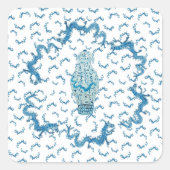 Chinoiserie Dragon Ginger Jar Jars スクエアシール (正面)