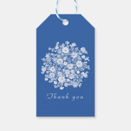 Chinoiserie dusty blue floral thank you favor ギフトタグ