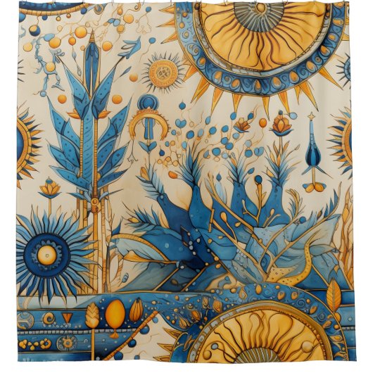Chinoiserie Exotic Birds Botanical Pattern (1) シャワーカーテン (正面)