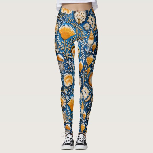 Chinoiserie Exotic Birds Botanical Pattern (2) レギンス (正面)