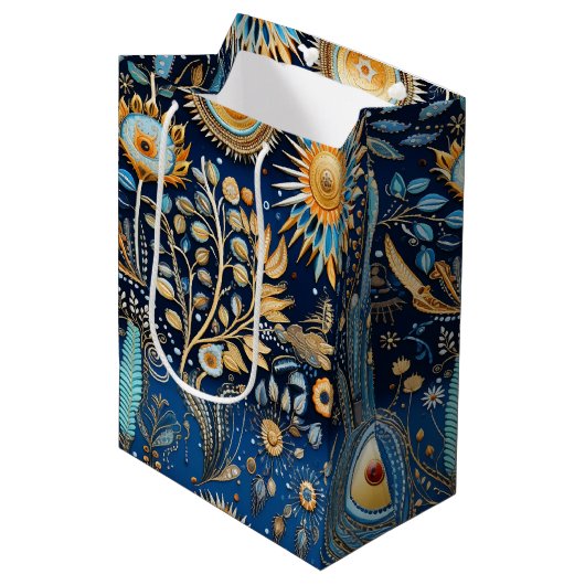 Chinoiserie Exotic Birds Botanical Pattern (4) ミディアムペーパーバッグ (正面アングル)